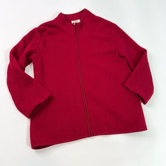Talbots Wool Jacket Womens 2X Red Zip Up Mock Neck Long Sleeve - Picture 1 of 9